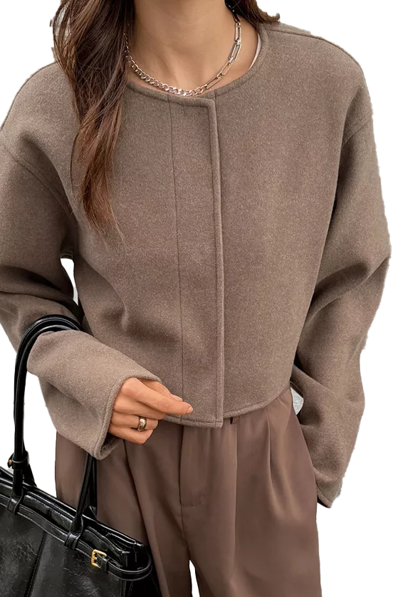 Button Front Cropped Jacket