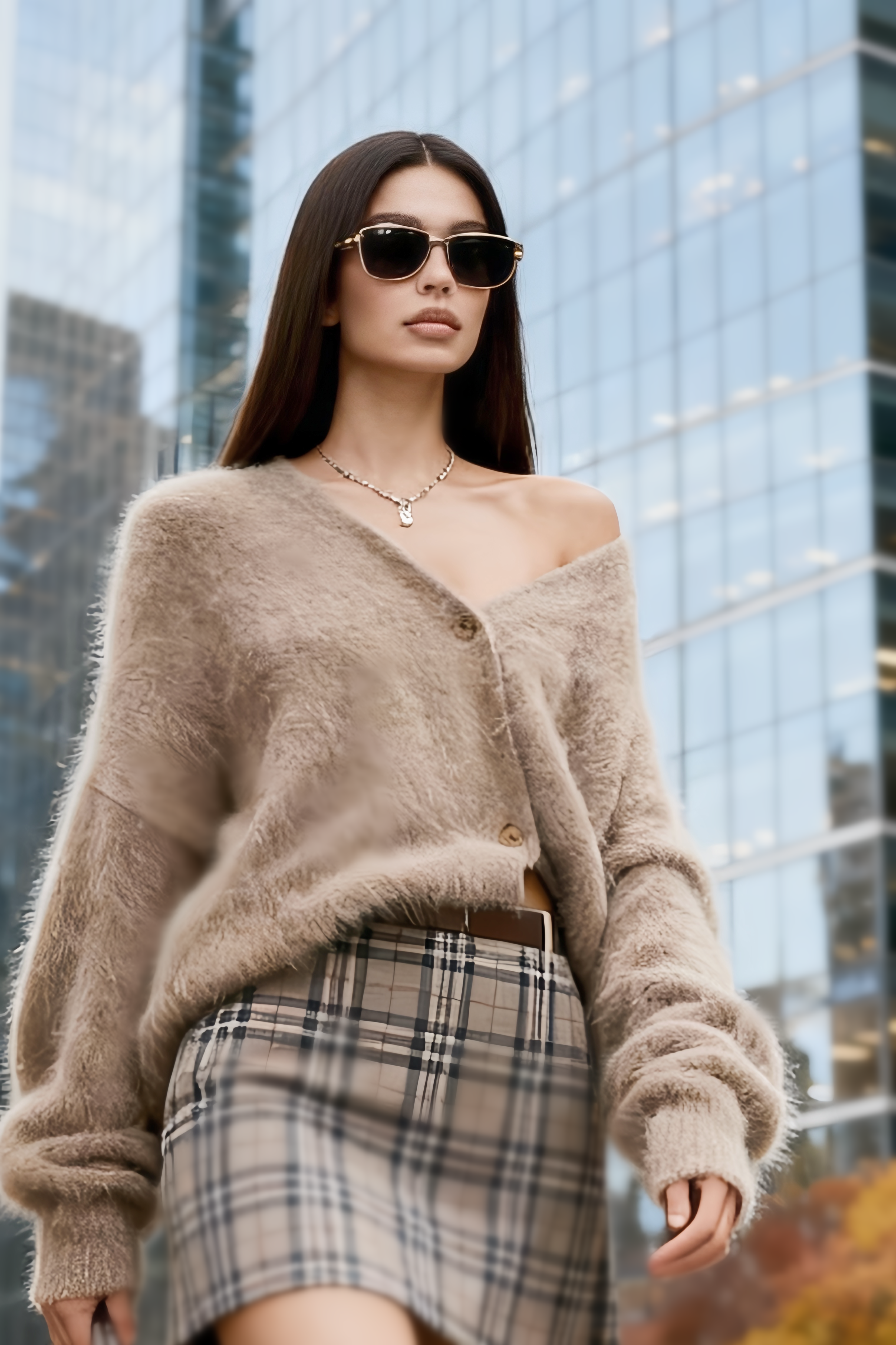 Fuzzy Button Cardigan