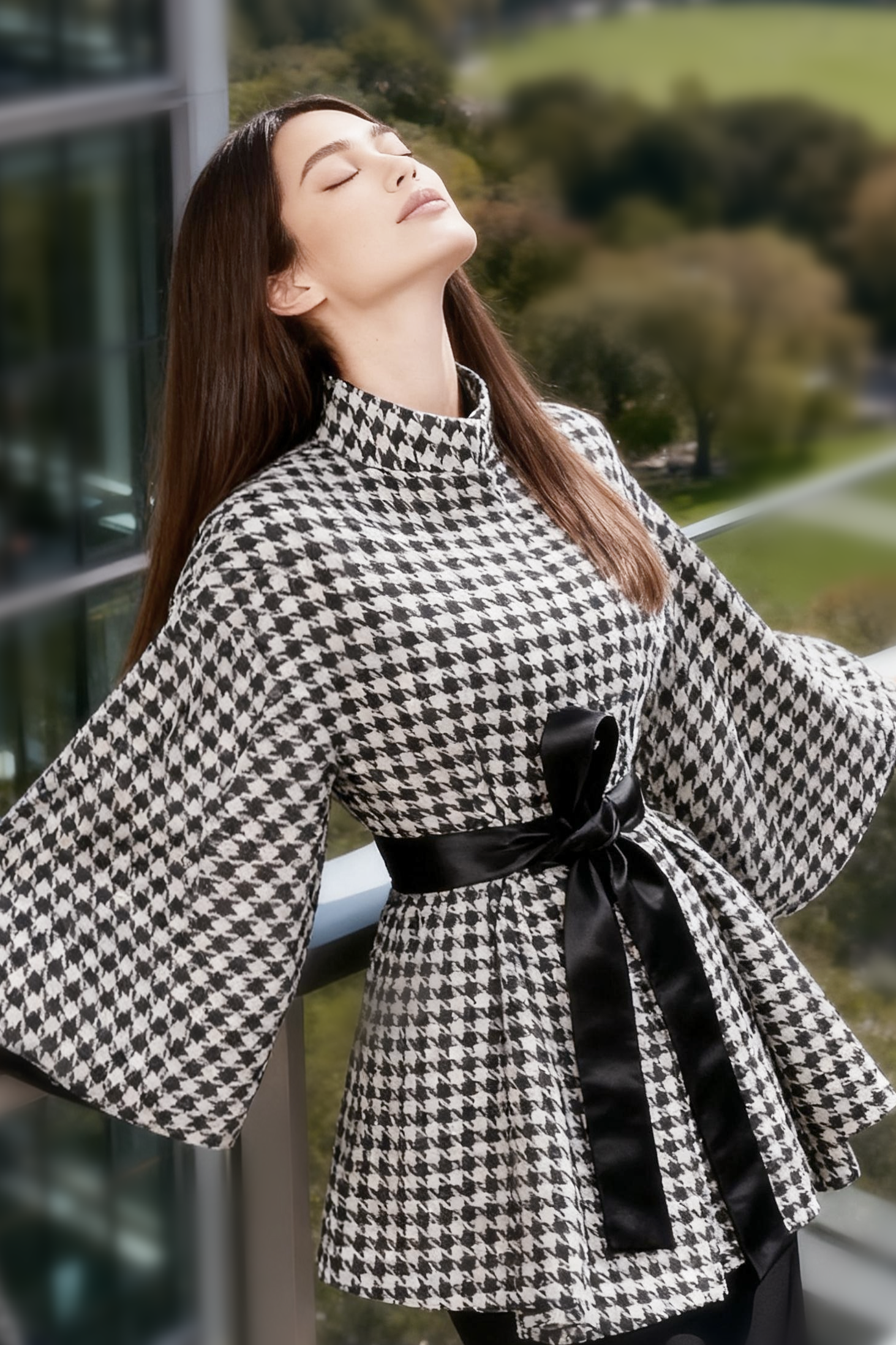 Houndstooth Trench Coat