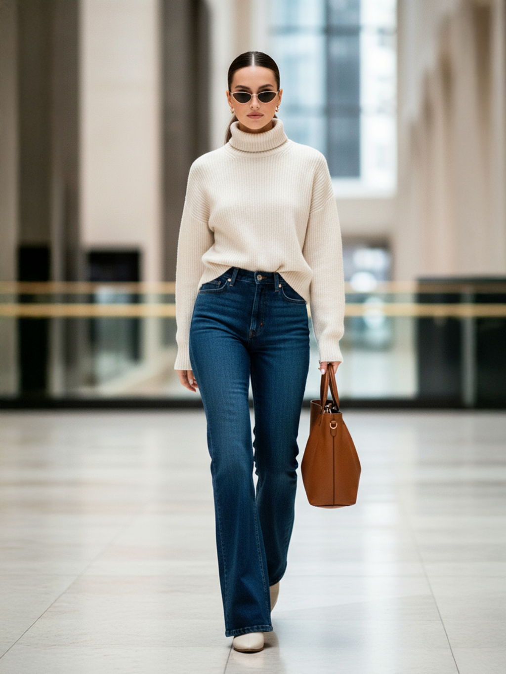 Turtleneck Dropped Shoulder Sweater