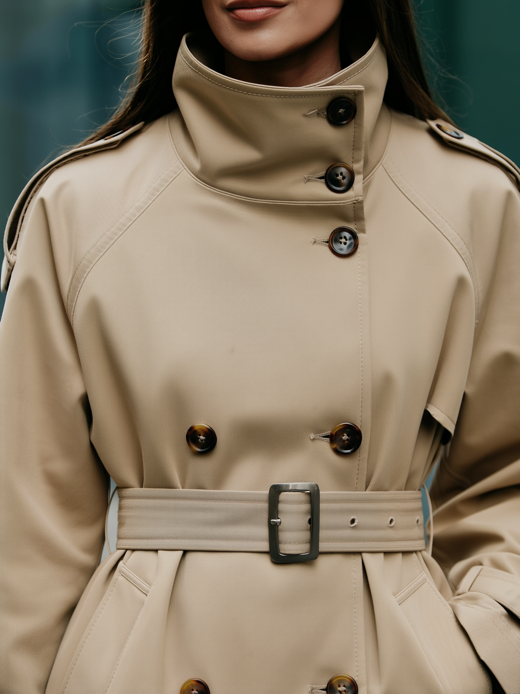 Double Breasted Lace Up Short Coat