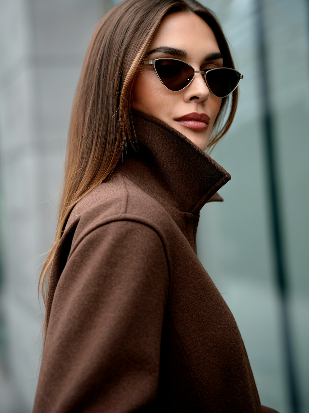 Brown Woolen Zipper Jacket