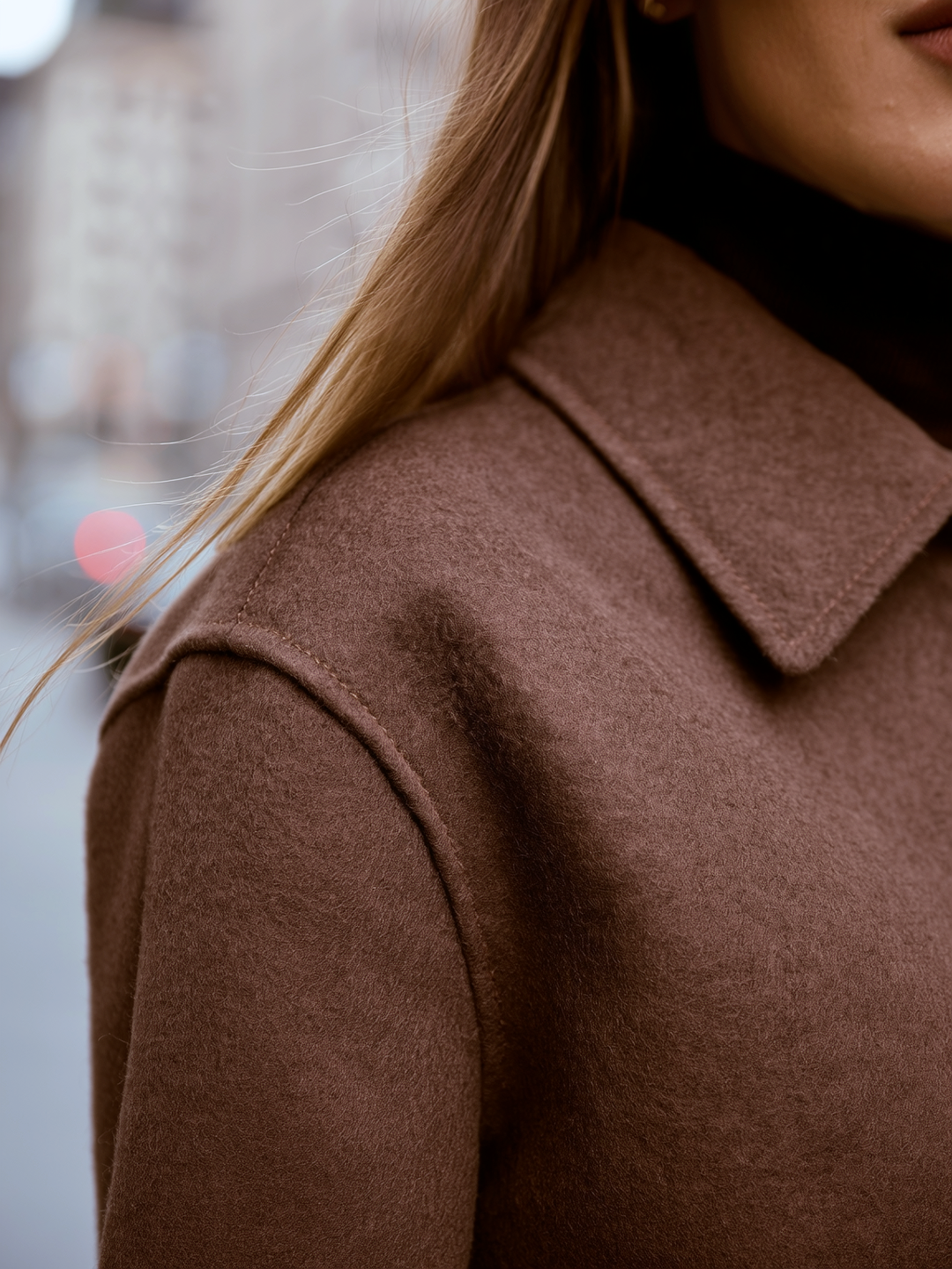 Brown Woolen Zipper Jacket