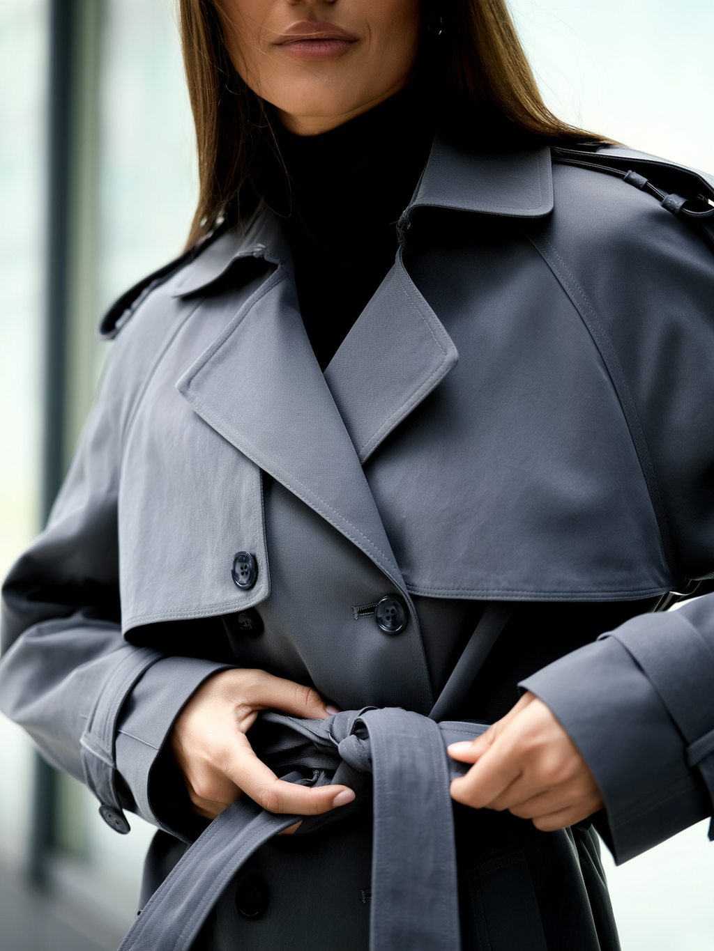 Faux Suede Belted Trench Coat