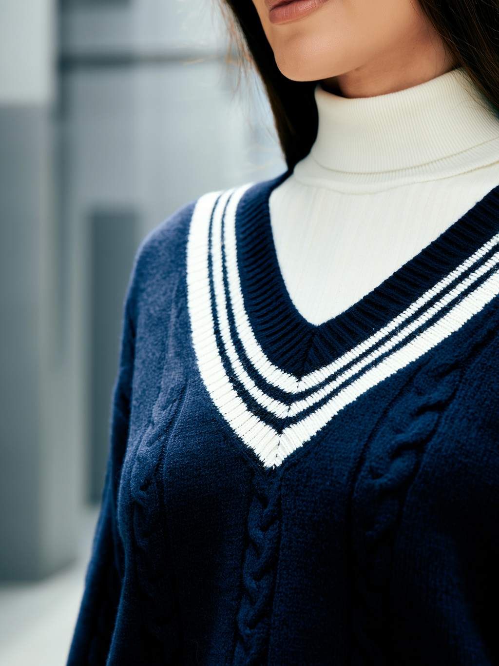 Striped V-Neck Sweater