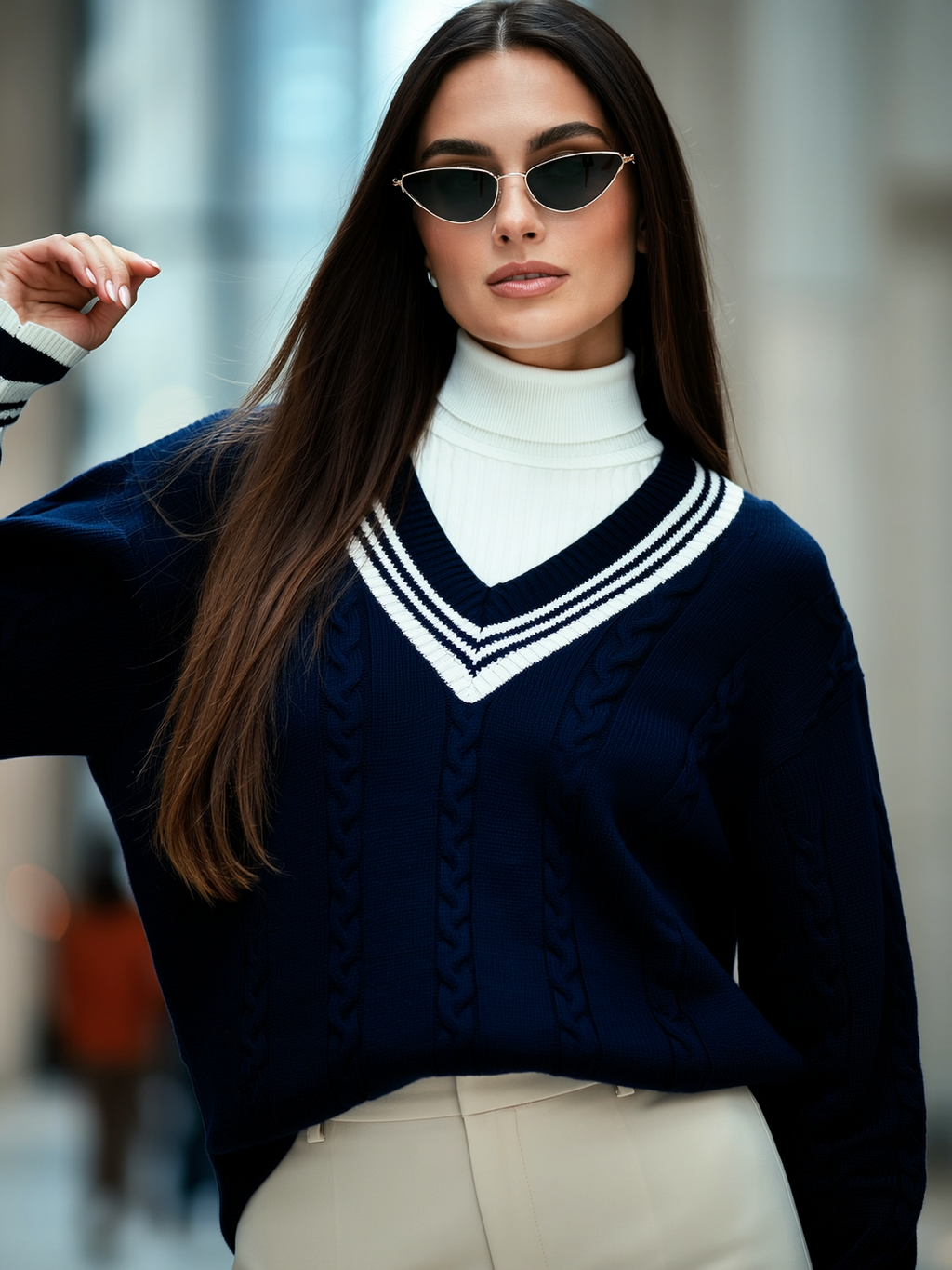 Striped V-Neck Sweater