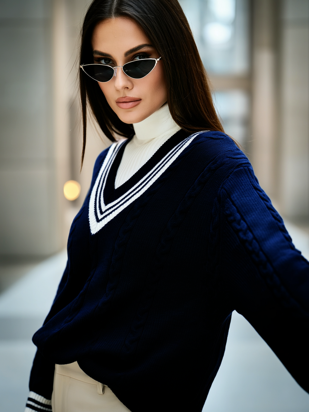 Striped V-Neck Sweater