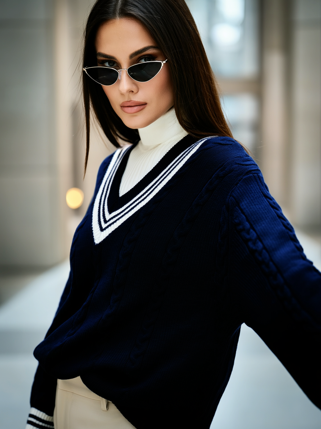 Striped V-Neck Sweater