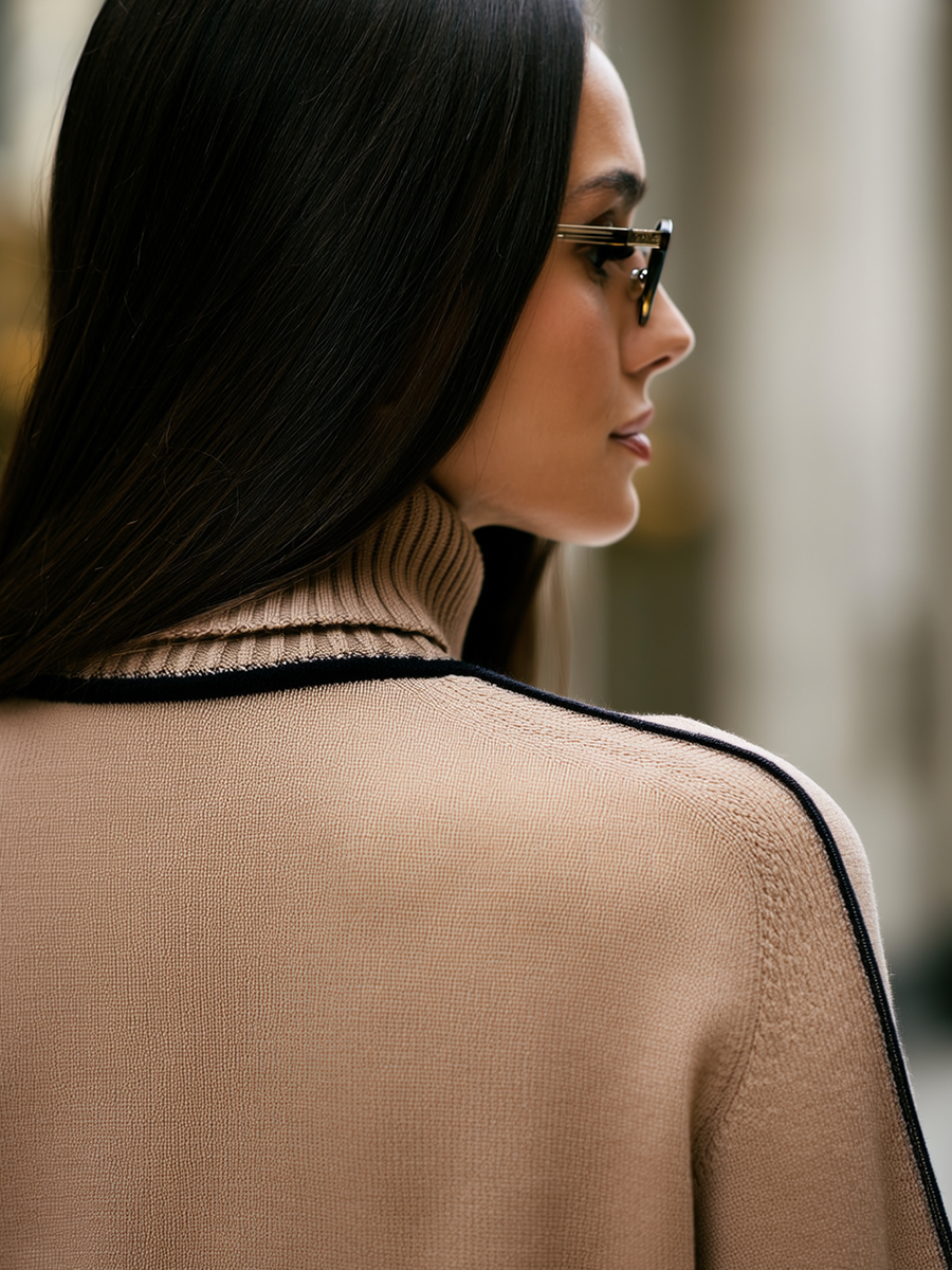 Trim Turtleneck Sweater