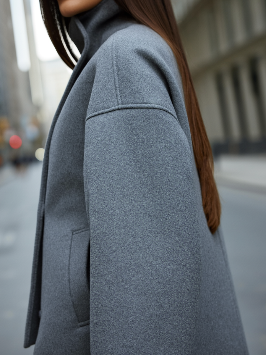 Short Woolen Single Breasted Coat