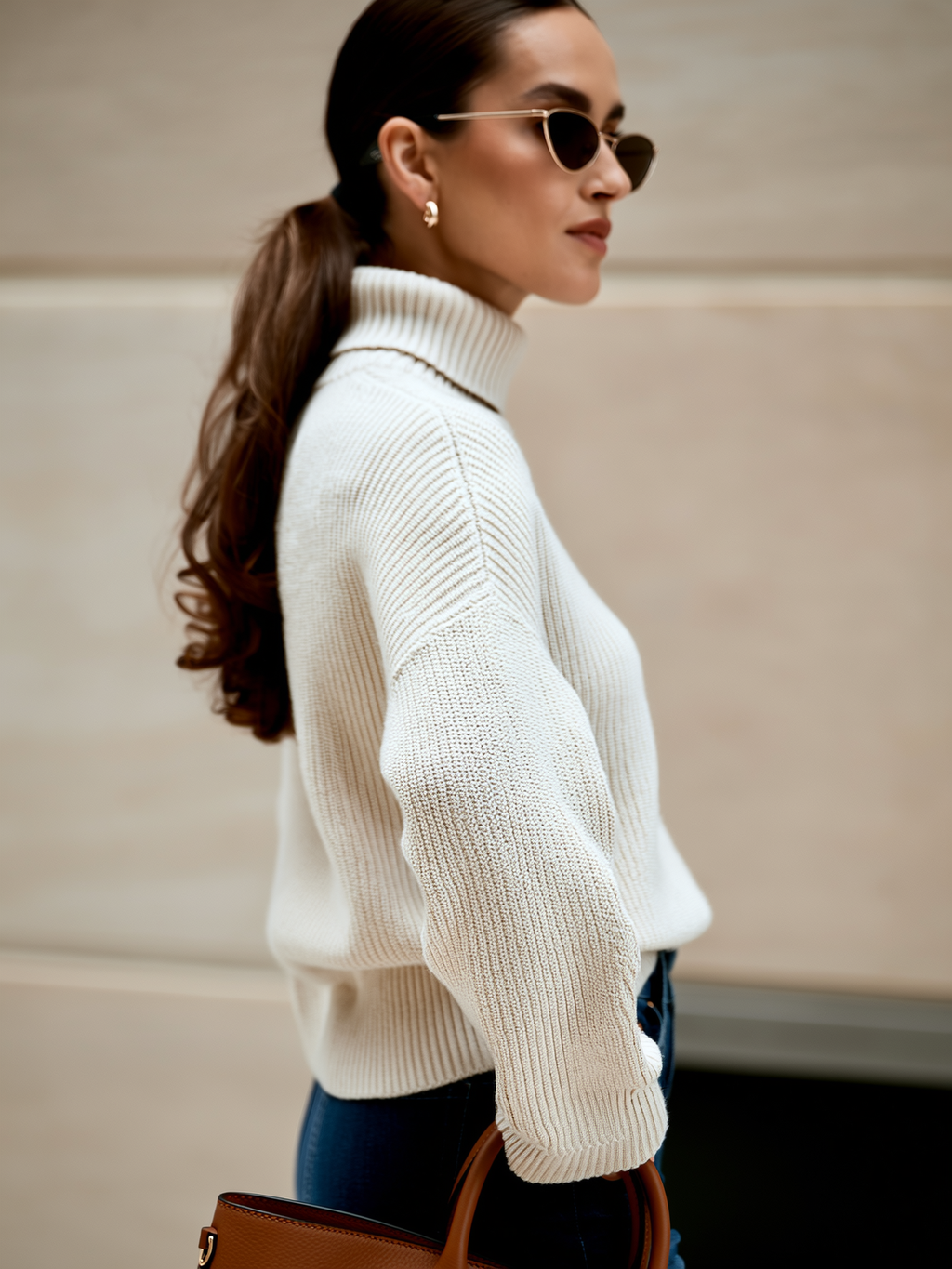 Turtleneck Dropped Shoulder Sweater