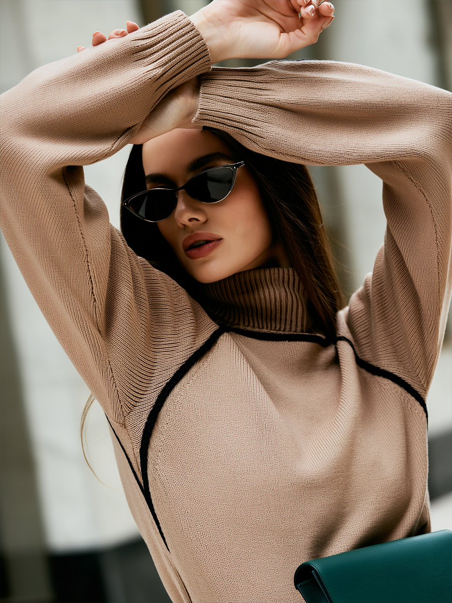 Trim Turtleneck Sweater