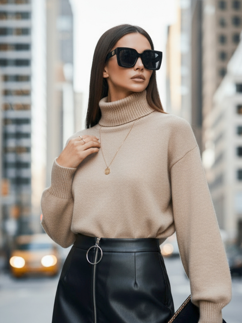 Thick Cashmere High Neck Sweater