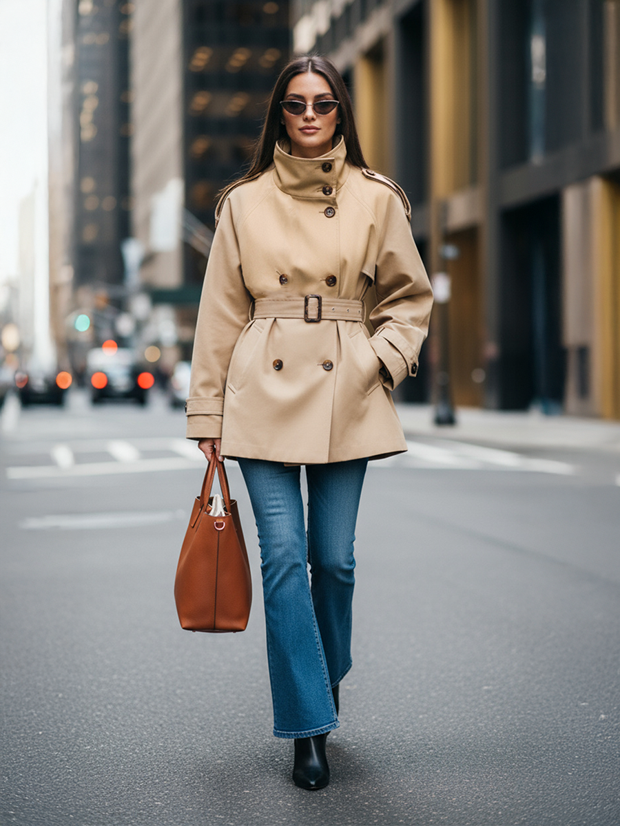 Double Breasted Lace Up Short Coat