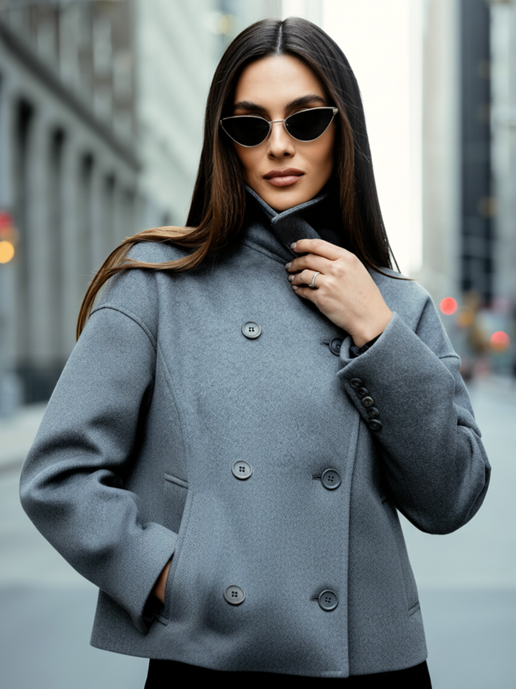 Short Woolen Single Breasted Coat