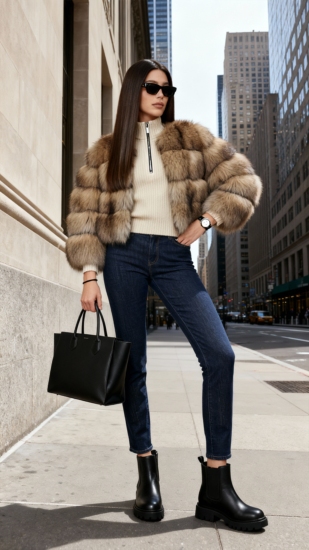 Faux Raccoon Fur Short Coat