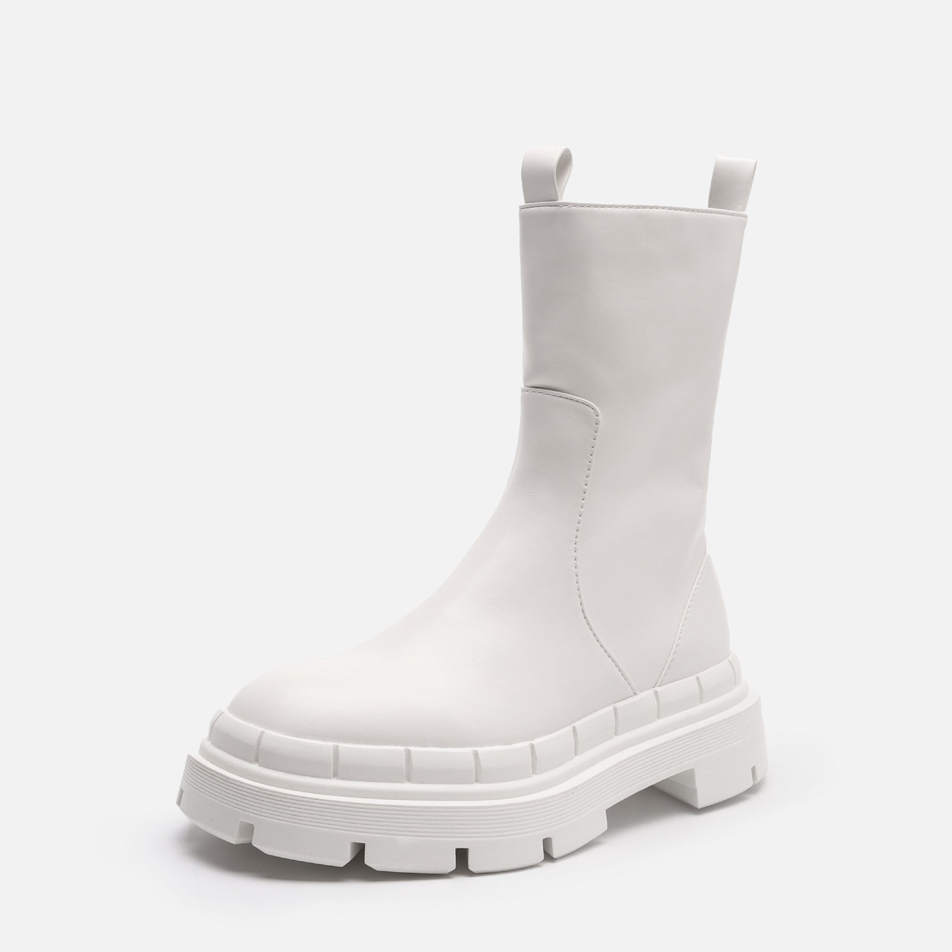 Beige Chunky Sole Chelsea Boots