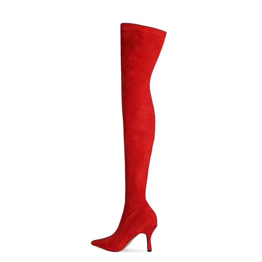 Suede Thigh High Stiletto Boots