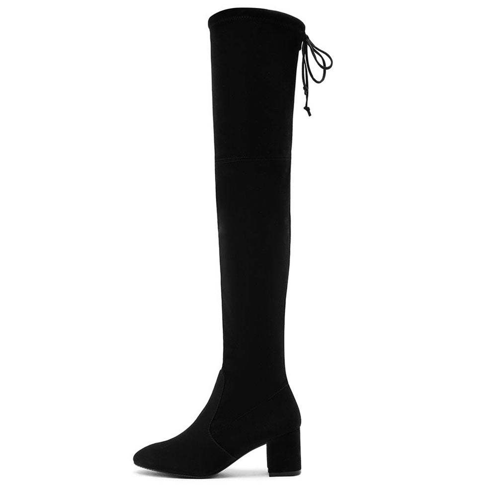 Black Suede Knee High Boots