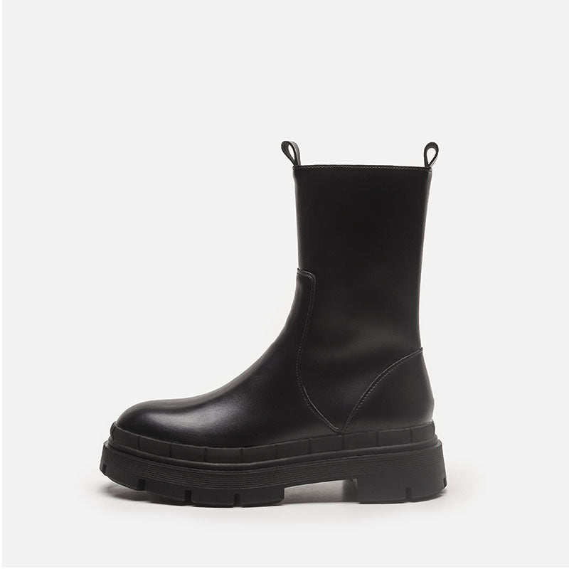 Beige Chunky Sole Chelsea Boots