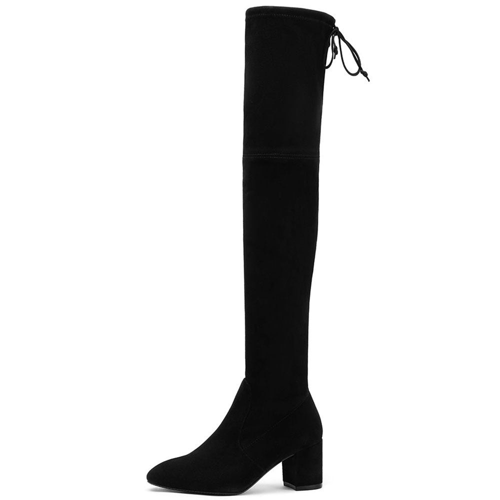 Black Suede Knee High Boots