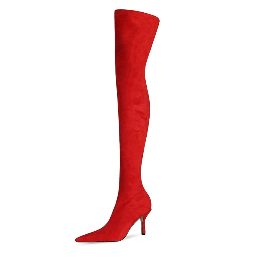 Suede Thigh High Stiletto Boots
