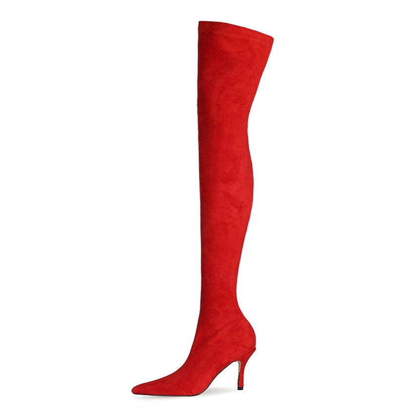 Suede Thigh High Stiletto Boots