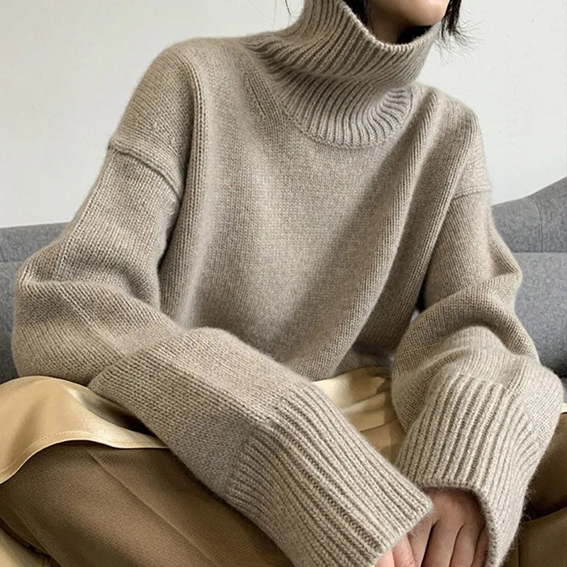 Thick Cashmere High Neck Sweater