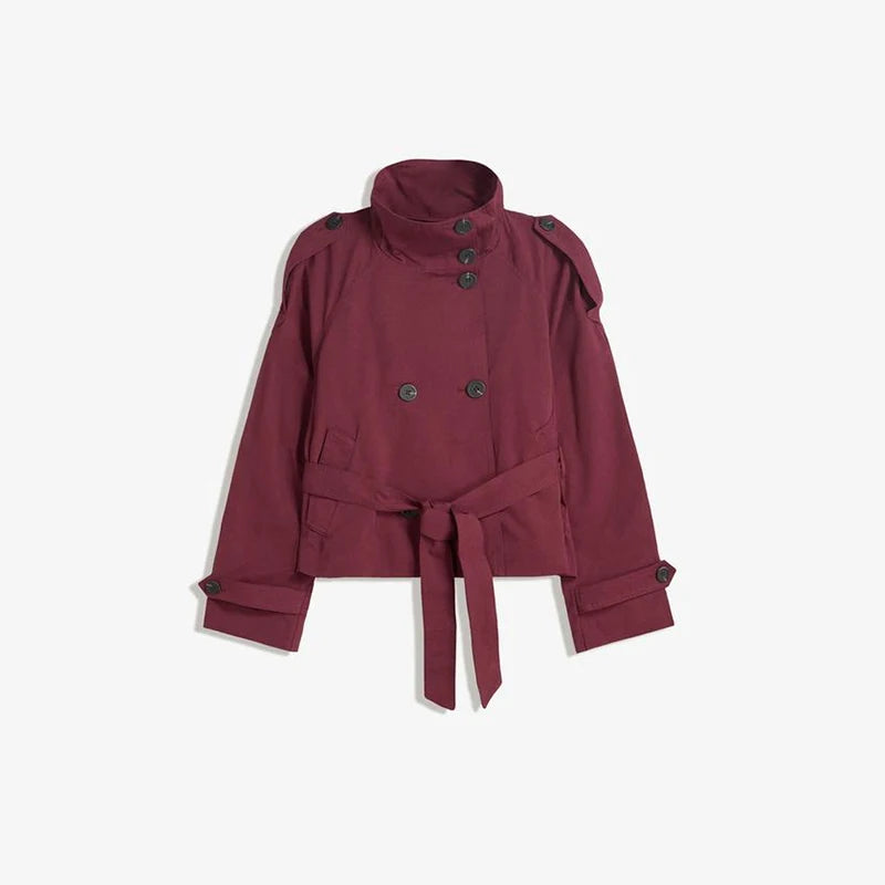 Double Breasted Lace Up Short Coat