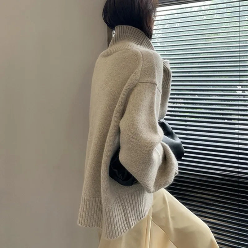 Thick Cashmere High Neck Sweater