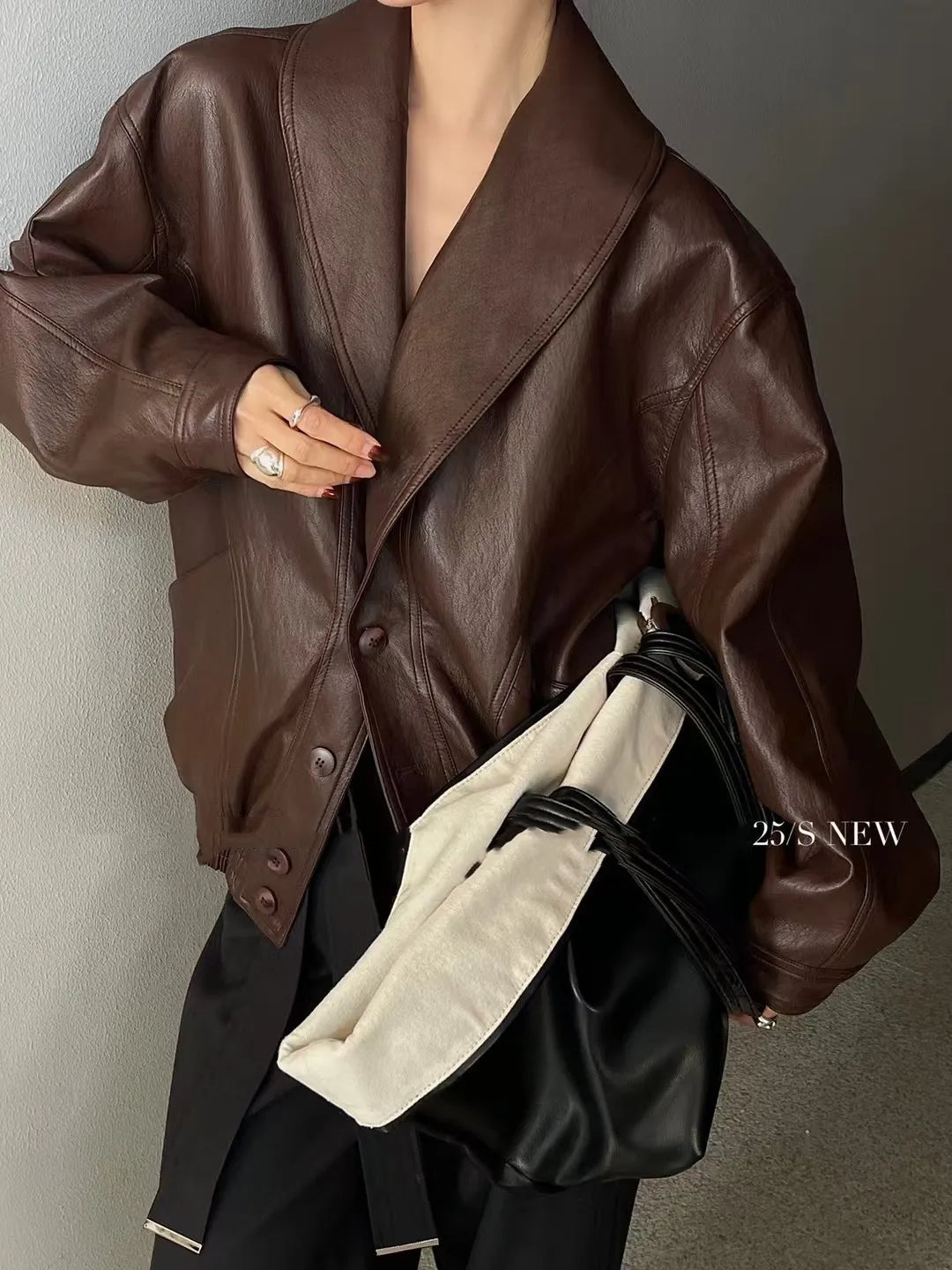 PU Faux Leather Biker Jacket