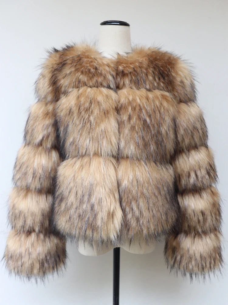 Faux Raccoon Fur Short Coat