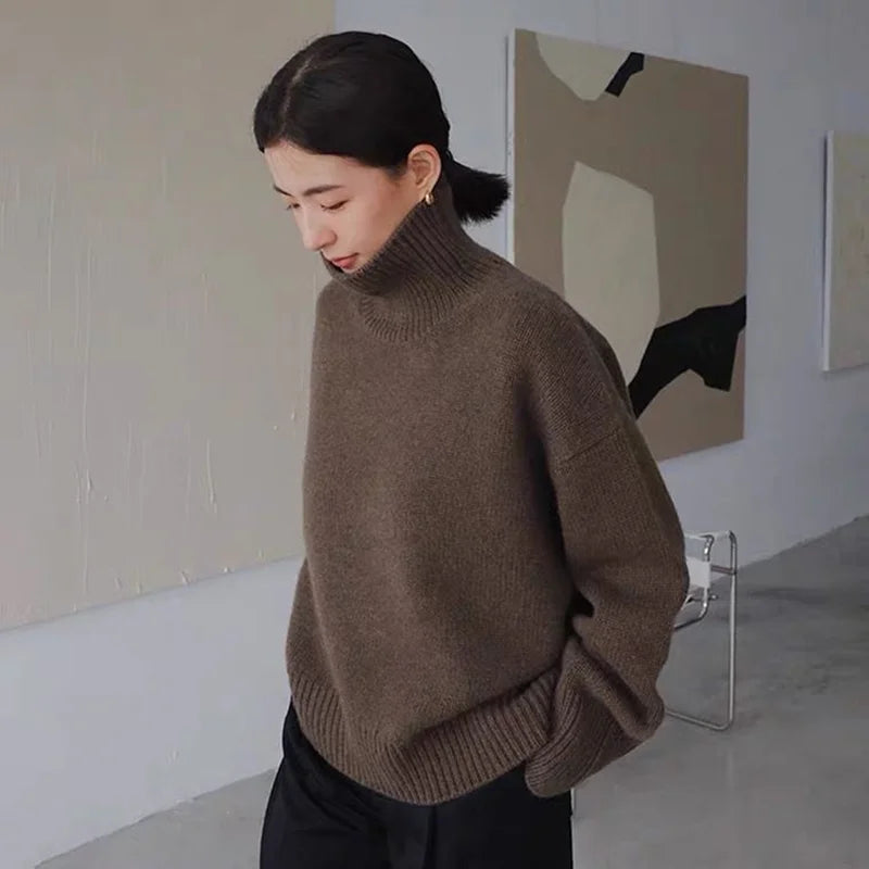 Thick Cashmere High Neck Sweater