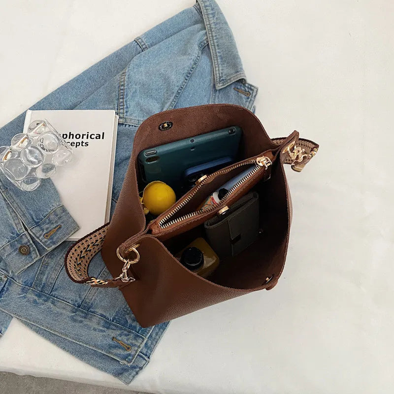 PU Leather Bucket Bag