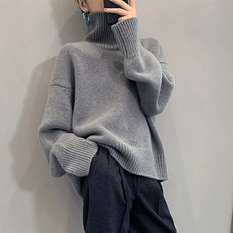 Thick Cashmere High Neck Sweater