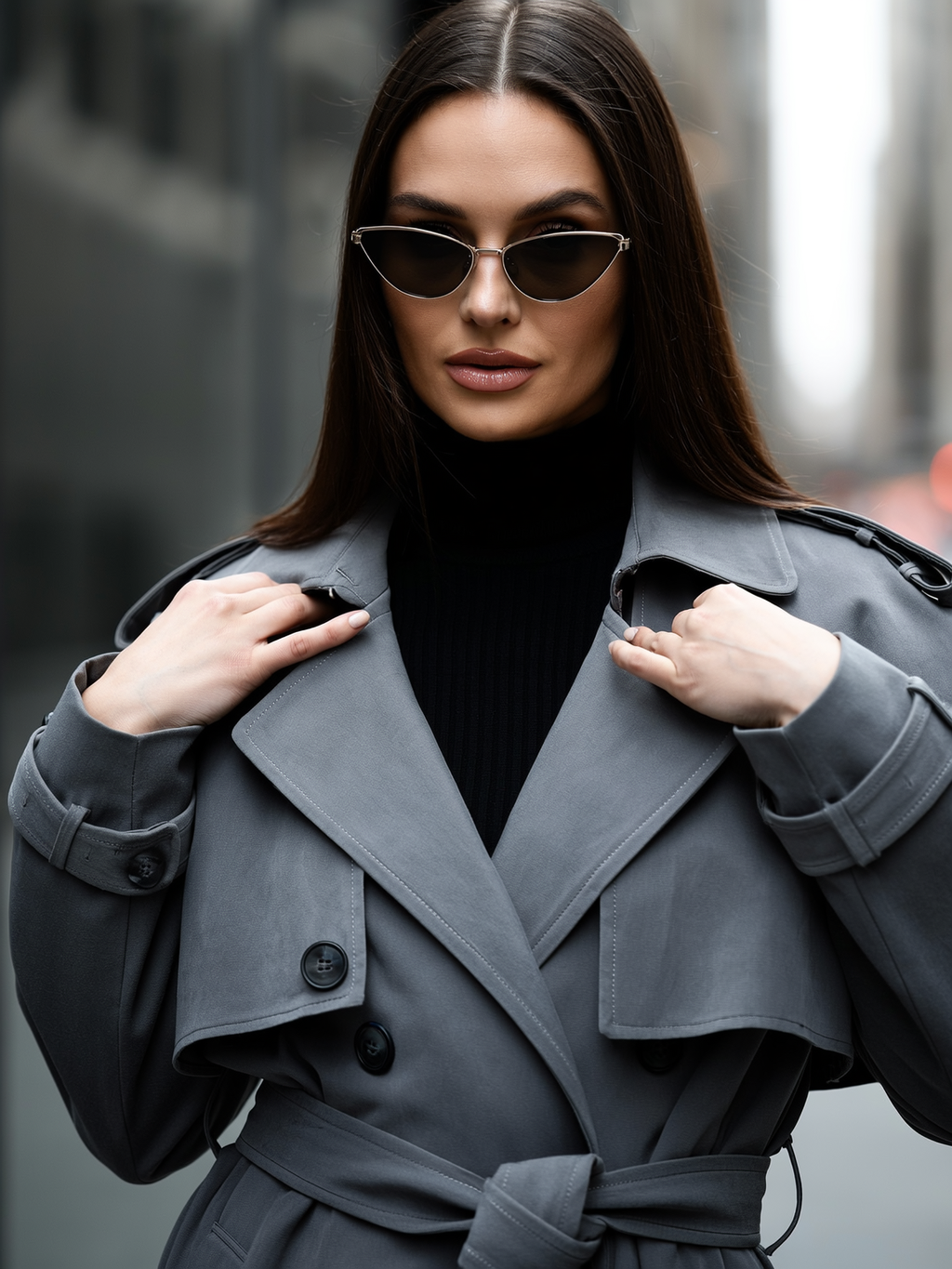 Faux Suede Belted Trench Coat