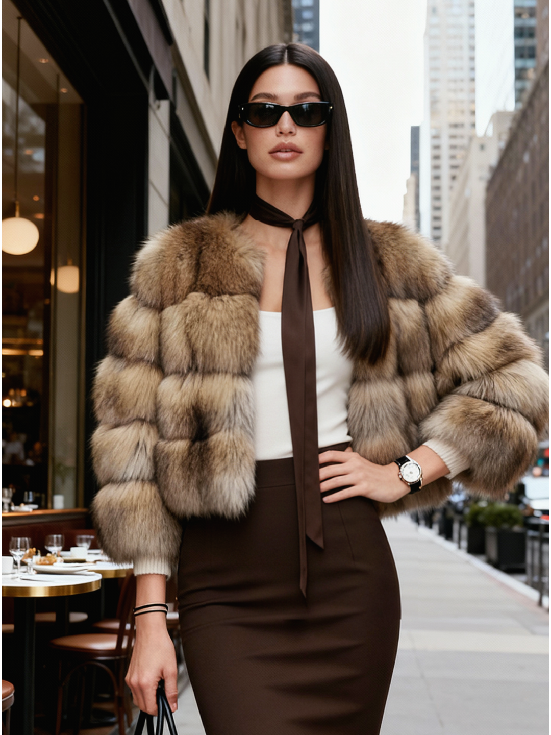 Faux Raccoon Fur Short Coat