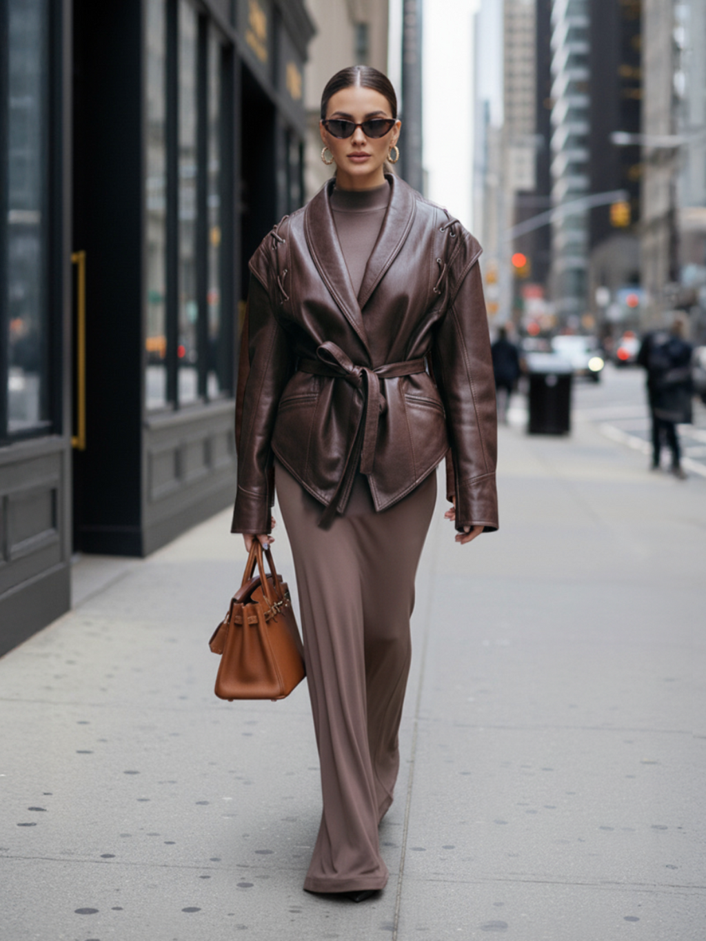 Belted Faux Leather Jacket